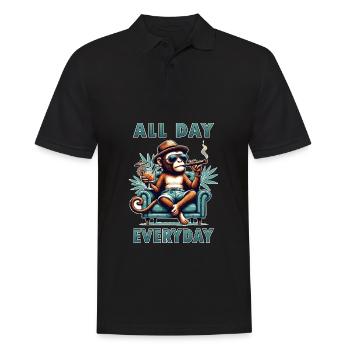 All day, everyday - laziness relax - Men's Polo Shirt - black - Front - Kai (181cm)