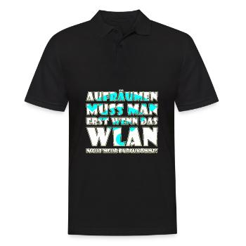 Erst aufräumen wenn das WLAN Signal schwach wird - Männer Poloshirt - Schwarz - Vorne - Kai (181cm)