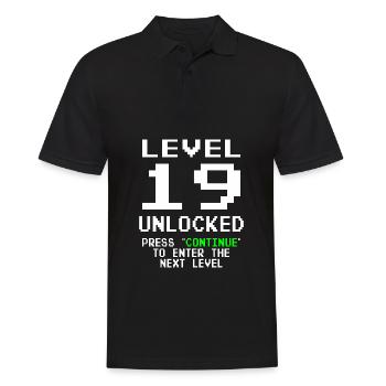 19th Birthday - 19 Years Gamer Level 19 unlocked - Men's Polo Shirt - black - Front - Kai (181cm)