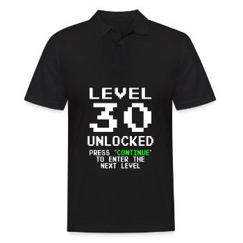 30. Geburtstag Level 30 unlocked - Männer Poloshirt - Schwarz - Vorne - Kai (181cm)