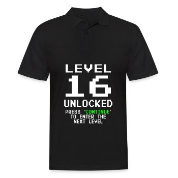 16e anniversaire 16 ans Niveau 16 Débloqué Vintage - Polo Homme - noir - Devant - Kai (181cm)