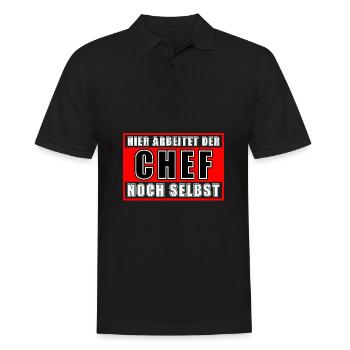 Hier Arbeitet Der Chef Noch Selbst - Männer Poloshirt - Schwarz - Vorne - Kai (181cm)