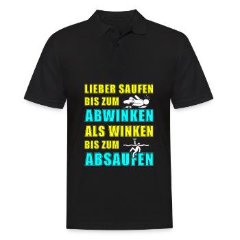 Saufen Spruch lustig Saufspruch Bier Spruch - Männer Poloshirt - Schwarz - Vorne - Kai (181cm)