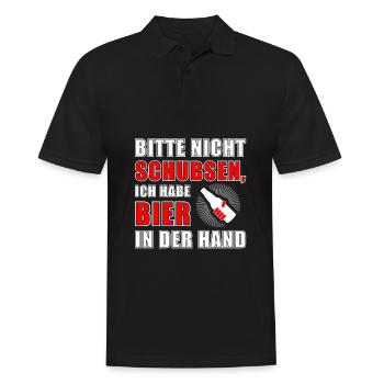Bitte nicht schubsen Ich habe Bier in der Hand - Männer Poloshirt - Schwarz - Vorne - Kai (181cm)