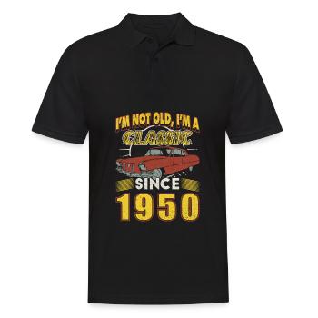 1950 Classic Car 75th Birthday 75th Anniversary Gift - Men's Polo Shirt - black - Front - Kai (181cm)