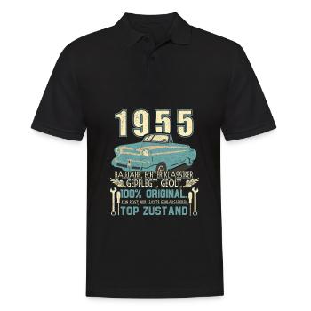 Baujahr 1955 Geboren, Geburtstag Jahrgang 1955 - Männer Poloshirt - Schwarz - Vorne - Kai (181cm)