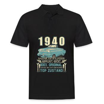 Baujahr 1940 Geboren, Geburtstag Jahrgang 1940 - Männer Poloshirt - Schwarz - Vorne - Kai (181cm)