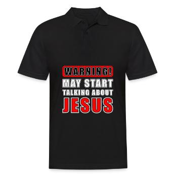 Warning can begin to talk about Jesus - Men's Polo Shirt - black - Front - Kai (181cm)