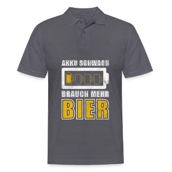 AKKU SCHWACH BRAUCHE MEHR BIER - Männer Poloshirt - Anthrazit - Vorne - Nico (186cm)