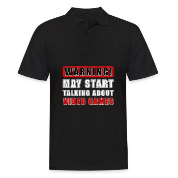 Warning may start talking about games - Men's Polo Shirt - black - Front - Kai (181cm)