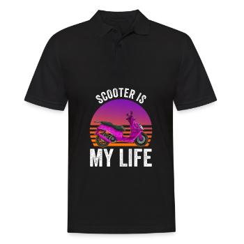 Retro Motorroller Mofa Moped Vintage Roller - Männer Poloshirt - Schwarz - Vorne - Kai (181cm)
