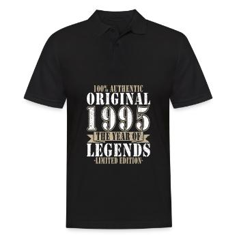 Vintage 1995 Jahrgang 1995 Geburtstag 1995 Retro - Männer Poloshirt - Schwarz - Vorne - Kai (181cm)