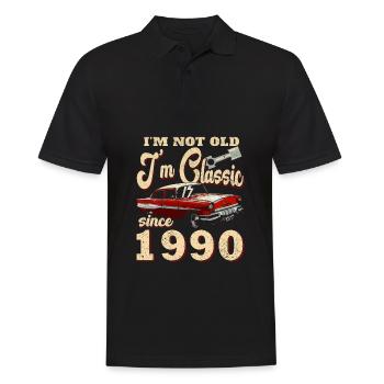 Oldtimer 1990 Jahrgang 1990 Geburtstag 1990 - Männer Poloshirt - Schwarz - Vorne - Kai (181cm)