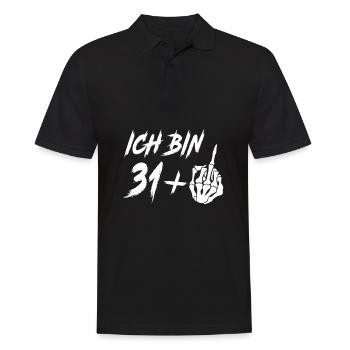 ICH BIN 32 MITTELFINGER 32 Geburtstag Papa Kollege - Männer Poloshirt - Schwarz - Vorne - Kai (181cm)
