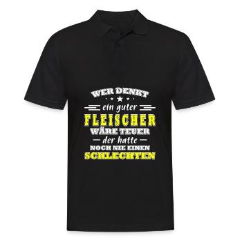 Lustige Fleischer Sprüche - Männer Poloshirt - Schwarz - Vorne - Kai (181cm)