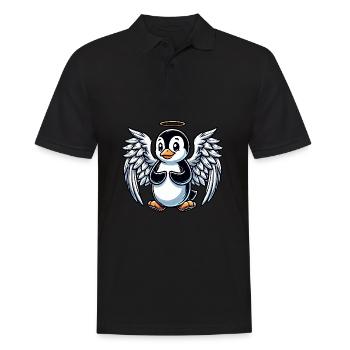 Mignon pingouin dessin animé ange ailes halo - Polo Homme - noir - Devant - Kai (181cm)
