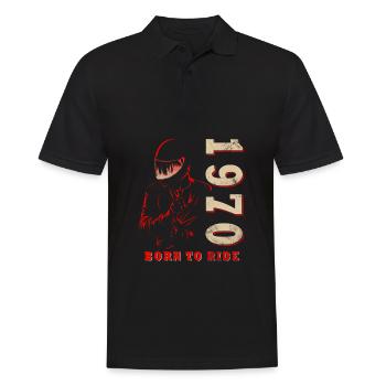 Rétro des années 1970 Moto Moto Anniversaire des années 1970 - Polo Homme - noir - Devant - Kai (181cm)