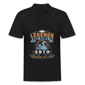 Vintage 1970 Retro Motorrad Geburtstagsgeschenk - Männer Poloshirt - Schwarz - Vorne - Kai (181cm)