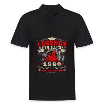 1980's Vintage Motorcycle Biker Birthday Born - Men's Polo Shirt - black - Front - Kai (181cm)