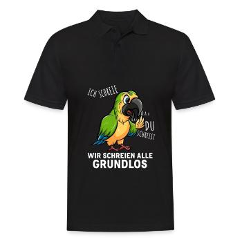Papageie Sprüche - Männer Poloshirt - Schwarz - Vorne - Kai (181cm)