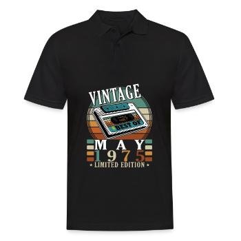 Born in May 1975 - Geburtstag - Geschenk - Männer Poloshirt - Schwarz - Vorne - Kai (181cm)