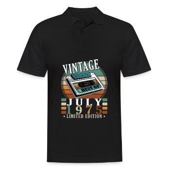50. Geburtstag Kassette Juli Jahrgang 1975 - Männer Poloshirt - Schwarz - Vorne - Kai (181cm)