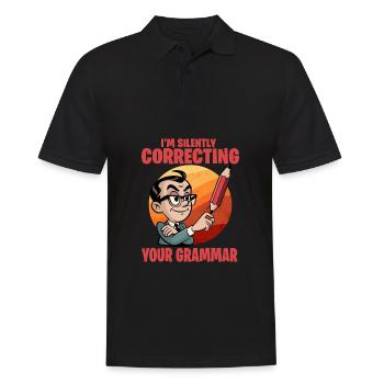 Je corrige silencieusement votre grammaire - Polo Homme - noir - Devant - Kai (181cm)