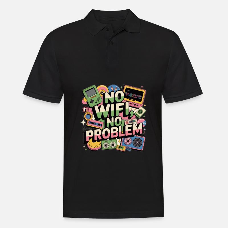 no wifi no problem - Männer Poloshirt - Schwarz