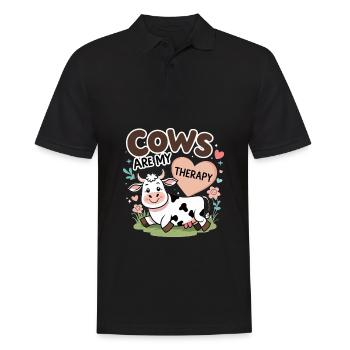 Vache thérapie Ferme Animal Fermier Cadeau Vache - Polo Homme - noir - Devant - Kai (181cm)