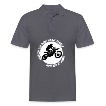 Warum ich ohne Akku fahre Motorrad Motocross Sprit - Männer Poloshirt - Anthrazit - Vorne - Nico (186cm)
