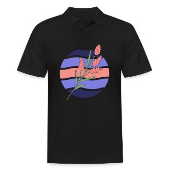 Minimal Blume Wellen Muster Urlaub Ferien Sommer - Männer Poloshirt - Schwarz - Vorne - Kai (181cm)