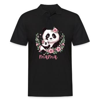 Panda Lover I Mama Panda And Cub Mother's Day - Männer Poloshirt - Schwarz - Vorne - Kai (181cm)