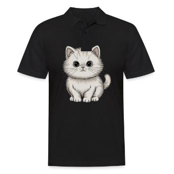 Perserkatze - Männer Poloshirt - Schwarz - Vorne - Kai (181cm)