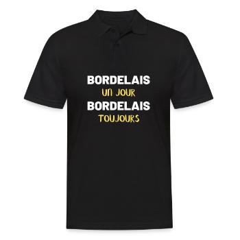 t-shirt bordelais un jour bordelais toujours noel - Polo Homme - noir - Devant - Kai (181cm)