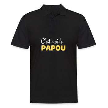 t-shirt fête des pères c'est moi papou cadeau noel - Polo Homme - noir - Devant - Kai (181cm)