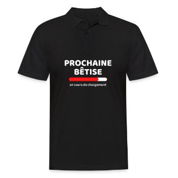 t-shirt humour prochaine bêtise en cours noel - Polo Homme - noir - Devant - Kai (181cm)
