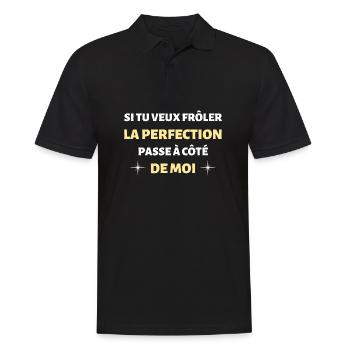 t-shirt humour perfect frôler la perfection noel - Polo Homme - noir - Devant - Kai (181cm)