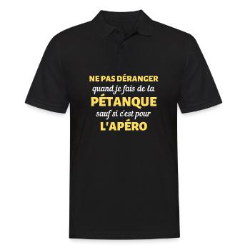 t shirt humour petanque apero ne pas deranger noel - Polo Homme - noir - Devant - Kai (181cm)
