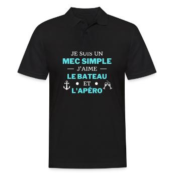 t shirt humour bateau apero mec simple cadeau noel - Polo Homme - noir - Devant - Kai (181cm)