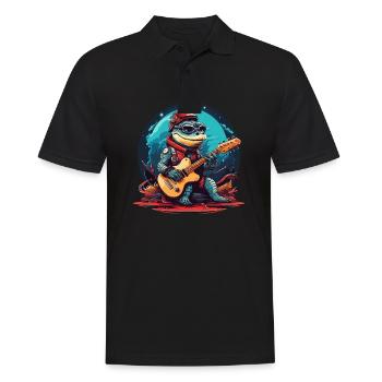 Rocking crocodile with electric guitar for young and old - Men's Polo Shirt - black - Front - Kai (181cm)