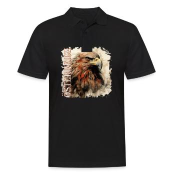 Österreich mit Kunst Adler, Geschenk Österreich - Männer Poloshirt - Schwarz - Vorne - Kai (181cm)