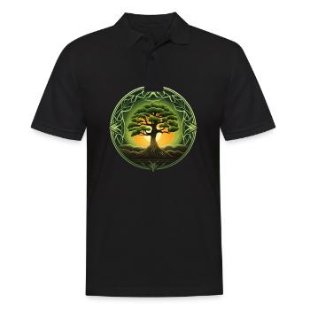 Tree of Life Spiritual Tree of Life, Yggdrasil - Men's Polo Shirt - black - Front - Kai (181cm)