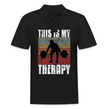 Bodybuilding is my therapy Bpdybuilder GYM Retro - Männer Poloshirt - Schwarz - Vorne - Kai (181cm)
