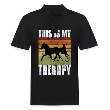 This is my therapy Trotting Harness Width Retro - Men's Polo Shirt - black - Front - Kai (181cm)