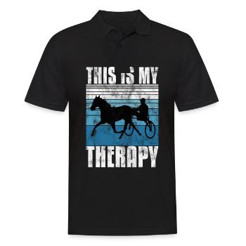 This is my therapy Trabrennen Trabreiten Retro - Männer Poloshirt - Schwarz - Vorne - Kai (181cm)