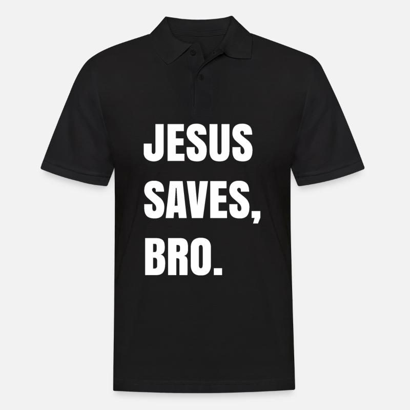 Jesus Saves, Bro. - Männer Poloshirt - Schwarz