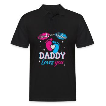 Rosa oder Blau, Papa liebt dich - Männer Poloshirt - Schwarz - Vorne - Kai (181cm)