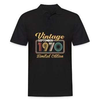 Vintage September 1970 Limited Edition Birthday - Männer Poloshirt - Schwarz - Vorne - Kai (181cm)