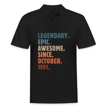 1951 October Vintage Birthday Gift - Men's Polo Shirt - black - Front - Kai (181cm)