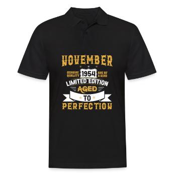 Anniversaire Novembre 1954 né Vintage - Polo Homme - noir - Devant - Kai (181cm)